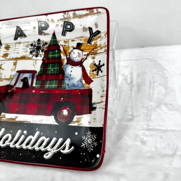 2 Geoffrey Allen 2014 Sleigh Bell 8.5" Square Plates by Certified Internat READ - Picture 10 of 13